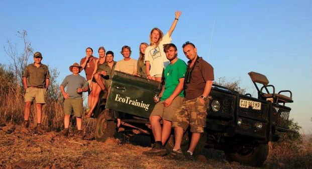 EcoTraining students around the Landy on a sundowner trip, Selati Private Game Reserve
